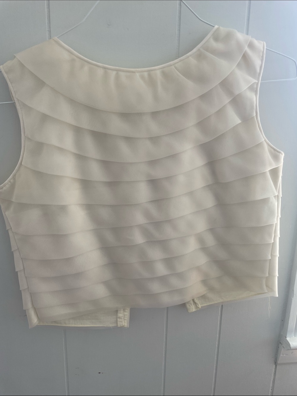 Vintage Sleeveless Layered Ruffle Top - Cream